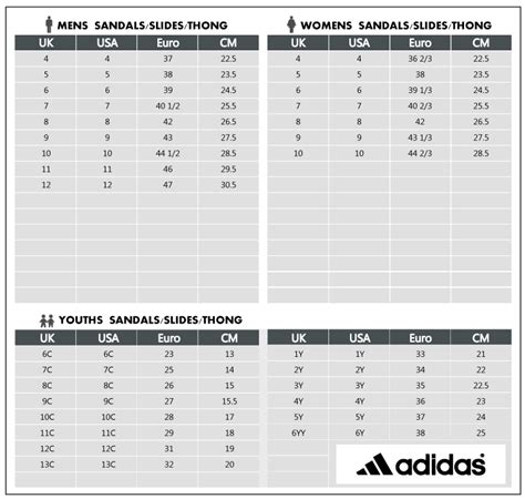 adidas slippers size chart.